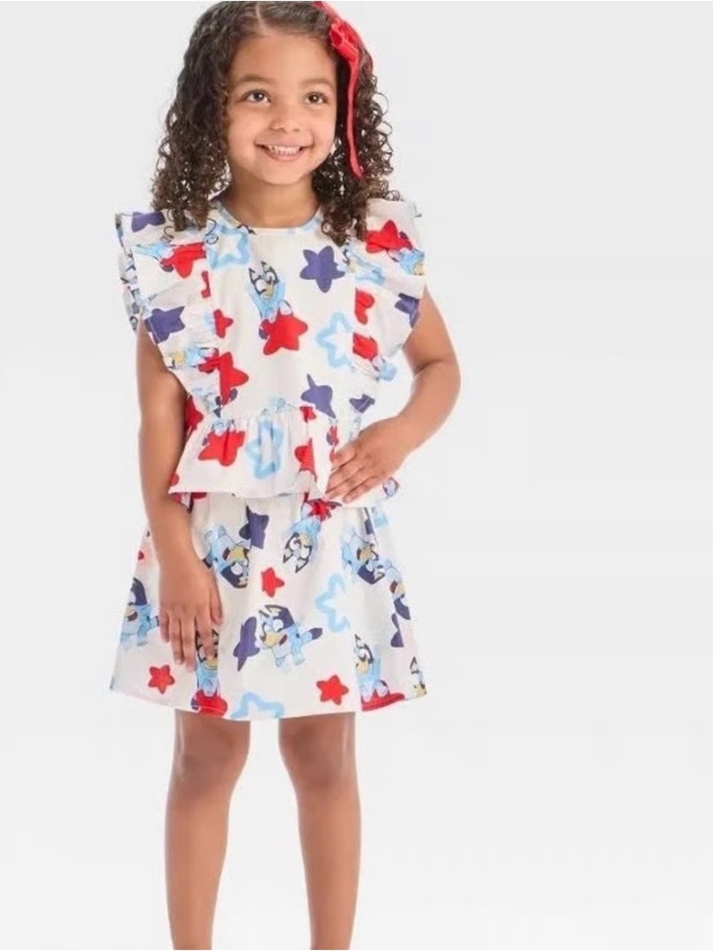 Toddler Girls Bluey red white and blue skort set